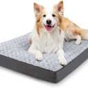Dog Crate Bed Waterproof for Large Dogs - Rose Velvet Soft Fluffy Washable With Removable Cover & Anti-Slip Bottom, 35 x 22 Inch, Light Gray