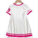 SOLY HUX Toddler Girl's Striped Jersey T Shirt Dress Number Graphic Short Sleeve Loose Summer Dresses Multicolor 7Y (White)