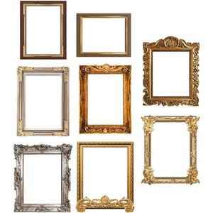 Kichvoe 8pcs Vintage Photo Frames Wall Stickers - Removable Picture Frames Wall Decals - Antique Baroque Miniature PVC Hanging Decor for DIY Jewelry Display Hotel Home