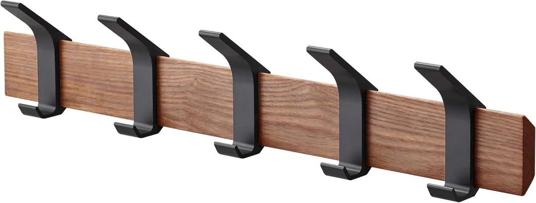 Yamazaki Home Wall-Mounted Coat Hanger Brown Steel + Wood One Size Walnut