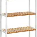 SONGMICS Bamboo Storage Shelf, 5-Tier Shelving Unit, Multifunctional, in The Entryway, Bathroom, Living Room, Balcony, Kitchen, 10.2 x 23.6 x 51.2 Inches, Cloud White and Light Bamboo UBCB35WN