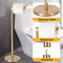 Toilet Paper Holder Stand, Bathroom Toilet Paper Stainless Steel Pedestal Tissue Roll Holder, Free Standing Toilet Paper HolderGold