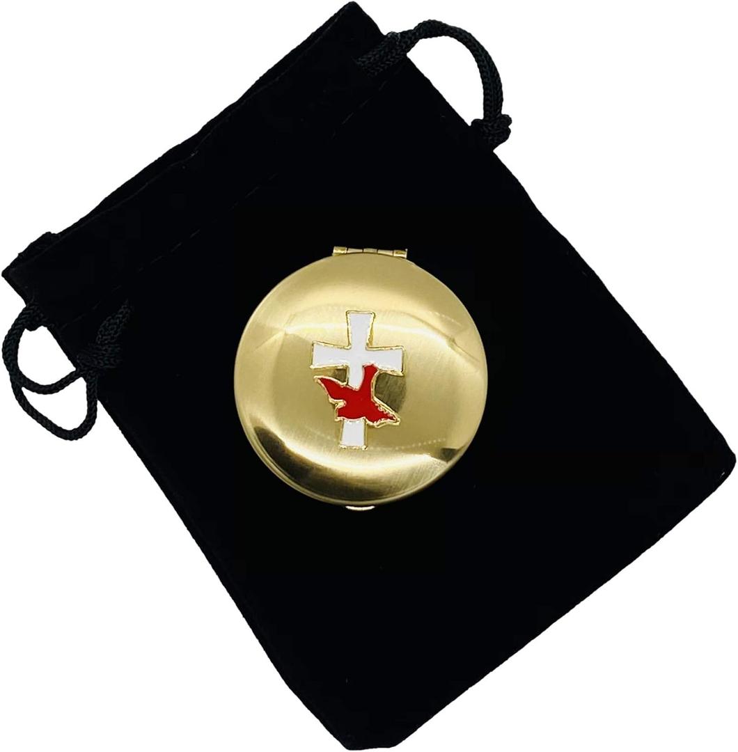 PYX with Epoxy Filled Cross and Dove 1 1/2 x 1/2 Inch