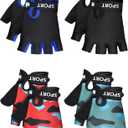 SATINIOR 4-Pairs Kids Bike Gloves, Fingerless Gloves for Boys & Girls, Non-Slip Cycling Glove with Adjustable Strap, Breathable Half-Finger Climbing Glove, Birthday Gift (7-10 Years)