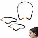 Banded Ear Plugs for Shooting, 29dB NRR Noise Reduction, Reusable Silicone Earplugs for Sleep, Work, Concerts, Construction, Swimming, Orange, 3 Pack