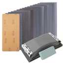 KENDO 44pcs Sandpaper Variety Pack Sandpaper 14 Grits Assorted for Wood Furniture Finishing, Metal Sanding and Automotive Polishing, Wet Dry Sandpaper