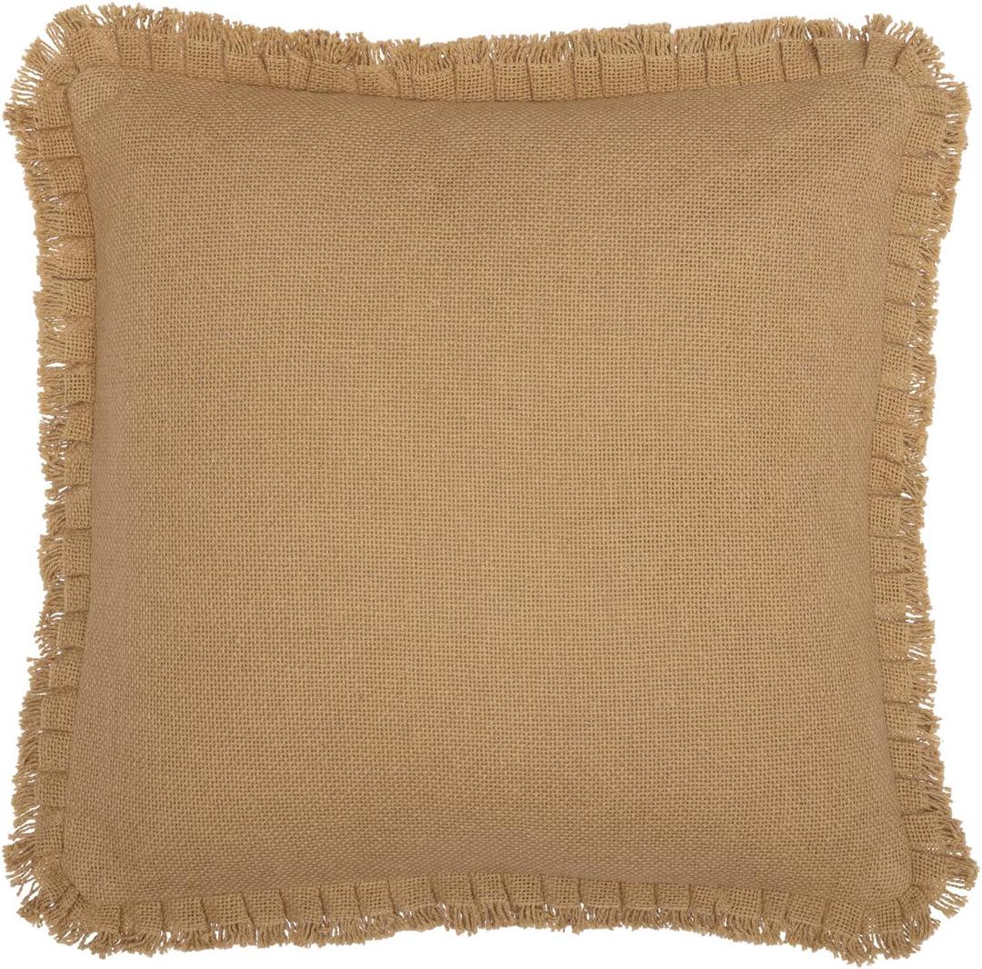 VHC Brands Burlap Solid Color Cotton Farmhouse Bedding Square 18x18 Filled Pillow, Natural Tan