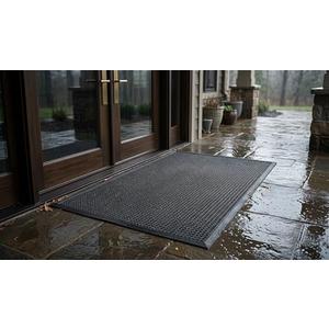 Ecomills Rubber Doormat, Extra Large, 36" x 60", Charcoal, XL, Absorbent Indoor Outdoor, Stain Resistant, Rubber Non Slip Backing, Heavy Duty, Durable