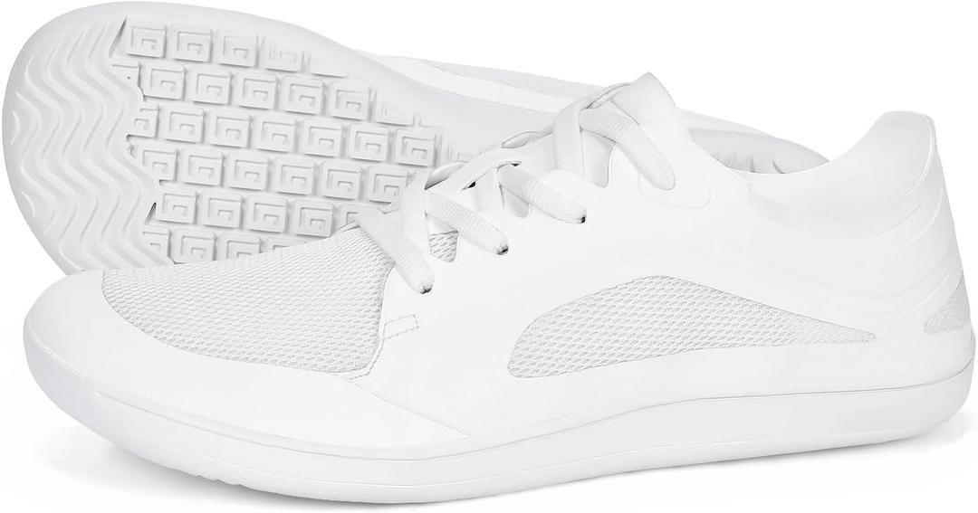 Hike Men's Barefoot Shoes Wide Toe Box Footwear, Minimalist Walking with Arch Support Zero Drop Sole for Sneakers Walking grounding Trail Running (9, White)