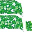 2 x St Patricks Day Tablecloth 2 Pack - 54x108 Green Shamrock Table Cloths for Rectangle Tables - Disposable Plastic Table Covers for Lucky Irish Party Supplies, Spring Picnic & Home Decor