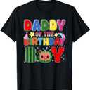 Daddy of The Birthday Boy Melon Family Matching Funny T-Shirt, L 