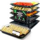 5 Pack Catering Trays with Lids 17" Serving Tray with Lid, Heavy Duty Recyclable Plastic Party Platters for Catering, Buffet, Picnics & Events Food Trays with Clear Lid (17.72 x 12.20 x 2.95 inch)