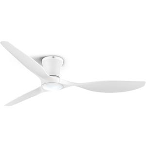ocioc 52 inch Ceiling Fans with Lights and Remote, Dimmable Ceiling Fans with Reversible Quiet DC Motor, Flush Mount, 3CCT, White Ceiling Fan for Bedroom Living Room Indoor/Outdoor