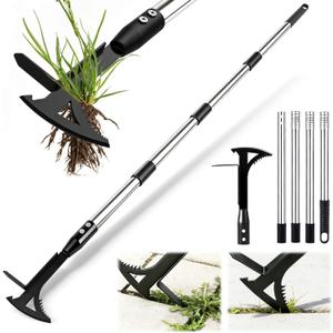 2 x Manganese Steel Crack Weeder Tool,Multi-Functional Weed Puller Tool,Heavy Duty Crevice Weeding Tool with Serrated Sickle Blade,Moss Scraper Weed Remover for Weeding Between Concrete Pavers Decks