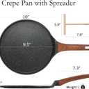 ESLITE LIFE 9.5 Inch Crepe Pan with Spreader, Nonstick Granite Coating Dosa Pan, Roti Tawa Comal Para Tortillas Pancake Griddle Pan, Induction Compatible, PTFE & PFOA Free, Black