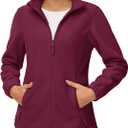 TACVASEN Women's Soft Fleece Jacket Lightweight Full Zip Sweatshirts Coat Casual Winter Warm Sweaters with Pockets (Red, S)