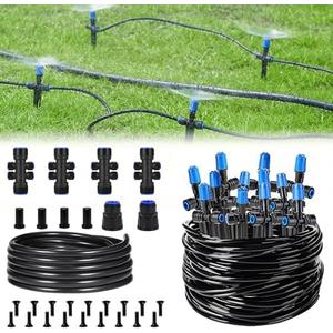 HIRALIY 208FT Quick-Connect Drip Irrigation Kit with Adjustable Fan-Shaped Dripper, Garden Watering System for Plants Vegetable Garden, Saving Water Automatic Irrigation Equipment for Raised Bed