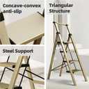 HillhutApex 4 Step Foldable Aluminum Step Ladder with Handgrip, Anti-Slip Pedal, 330 lbs Capacity, Lightweight & Portable for Home, Kitchen, Office, Garage (Gold)