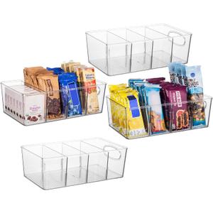 ClearSpace Plastic Pantry Bins with Removable Dividers - Kitchen Storage and Organization (4 Pack)