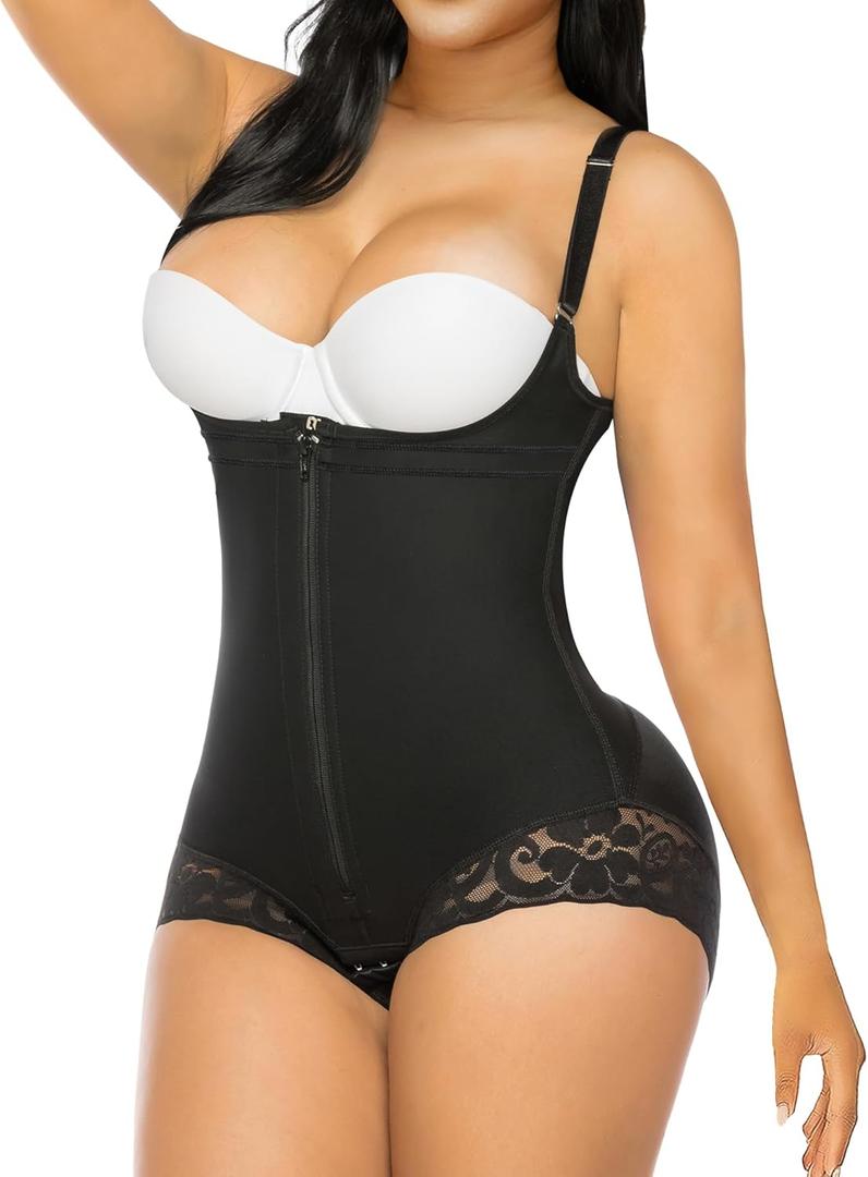 YIANNA Fajas Colombianas Shapewear for Women Postpartum Tummy Control Body Shaper Butt Lifter Bodysuit (Large, Black-2)