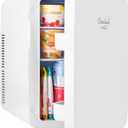 Cooluli 15L Mini Fridge for Bedroom, Car, Office Desk & College Dorm - 12V Portable Cooler & Warmer for Food, Drinks, Skincare - AC/DC Small Refrigerator with Glass Front, White