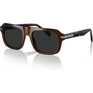 gesruny Men’s Contemporary Acetate Sunglasses – Thick Rounded-Rectangle Frame with Built-In Flex Temples & UV400 Protection