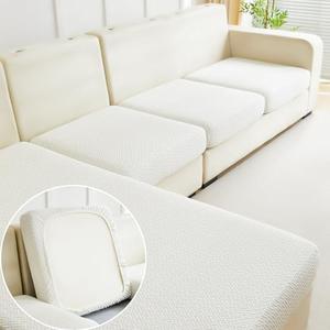 Disayu Sofa Covers Couch Covers for Sofa Pet Friendly Couch Cushion Covers Universal Sofa Covers Washable Stretch Slipcovers for Sectional Sofa (Texture Ivory White, Back Cover M)