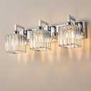 Modern Bathroom Vanity Light 3-Lights Chrome Crystal Wall Lamp Bathroom Modern Crystal Vanity Lighting