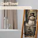 Christmas Kitchen Towels, Winter Xmas Holiday Dish Tea Towels for Kitchen Decor, Rustic Christmas Snowman Xmas Tree Decorative Hand Towels for Bathroom, 16x24 Inch Set of 2