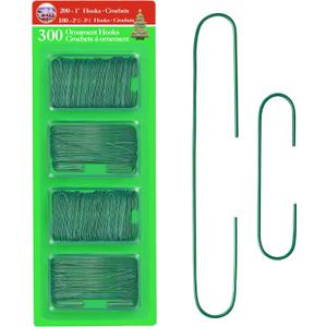 R N' D Toys RNDs 300 Pack Ornament Hooks Christmas Tree Decorating Hangers- Metal Wire Ornament Hooks for Christmas Tree Decoration Hanging (Green)