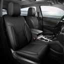 Black Car Seat Covers Full Set - Breathable Faux Leather Universal 5 Seat Covers for Cars, Automotive Protector Fit for Most Sedan SUV Pick-up Truck