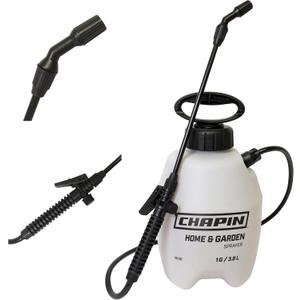 Chapin 16100 1-Gallon Made in USA Garden Pump Sprayer with Ergonomic Handle, Trigger Shut Off, Adjustable Cone Nozzle and in-Tank Filter, for Spraying Weeds, Insects, Fertilizers, Translucent White
