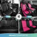 Road Comforts Car Seat Cover, Leather Car Seat Cover Full Set, Automotive Seat Covers, Airbag Compatible Universal Fit for Most Cars (Hot Pink)