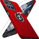 JAME for Motorola Moto G 2025/2026 Case, Moto G Play 2026 Case with Screen Protector, Dual Layer Military Grade Shockproof Cover with Ring Holder Stand Kickstand Protective Phone Cover, Red