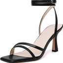 Mostrin Womens Sandals Strappy Heels for Women Ankle Strap Lace Up Heels Square Open Toe Heels Tie Up Stiletto High Heeled Sandals for Prom, Party, Daily Wear Size 38