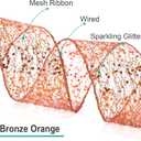 CT CRAFT LLC Sparkling Glitter Mesh Wired Ribbon 4" x 10 Yards Bronze Orange for Christmas Home Decor Bow Gift Wrapping DIY Crafts Wreath