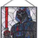 Disney Star Wars Darth Vader and Lightsaber Hanging Glass Wall Decor - Beautiful Darth Vader Wall Art for Home (Black)