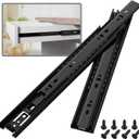 5 Pair Full Extension Ball Bearing Drawer Slides 8 10 12 14 16 18 20 22 24 Inch 100 LB Load Capacity Side Mount File Cabinet Rails Dresser Metal Runner Trash Can Kitchen (22 inch, Black)