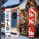 47" 2 In1 Christmas Welcome Sign for Porch Front Door Decoration Ho-ho-ho Christmas Decor Wooden Winter Door Sign Baby It's Cold Outside Hanging Decor for Winter Wonderland Outdoor