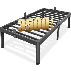 FUIOBYVV
Twin XL Bed Frames with Round Corner Edge Legs 18 inch High 3500 lbs Heavy Duty Metal Platform Bed Frame Twin Size No Box Spring Needed/Non-Slip/Steel Slat Support/Noise Free