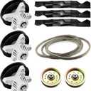 Deck Rebuild Kit for Cub Cadet MTD LTX1050KH SLTX1050 50" Models, 3 Spindle Assembly 618-05016 918-05016 618-04825, 3 Blades 490-110-C123 742-04053, 162" Belt 754-04240, 2 Idler Pulley 753-08171
