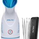 KINLITO Facial Steamer Ionic Face Steamer for Home Facial, Warm Mist Small Facial Steamer for Deep Cleaning Unclog Pores with Blackhead Remover, Aromatherapy Kit for Personal Home SPA (Blue)