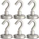 Magnetic Hooks Heavy Duty, 110 lbs Strong Magnet Hooks for Hanging, Magnet with Hook for Cruise, Refrigerator, Pack of 6 (Silver)