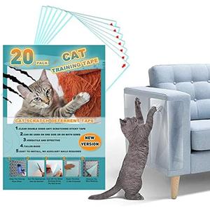 20pack Cat Scratch Deterrent Tape, Cat Scratch Furniture Protector, Clear Double Sided Anti Scratching Sticky Tape Couch Protector for Cats Training Tape, Cat Repellent for Furniture
