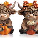 2 Pcs Fall Highland Cow Figurines Resin, Autumn Tabletop Decor
Cute Seasonal Home Decorations for Mantel Shelf Desk, Thanksgiving Harvest Theme Ornaments, Office Decorative Accents