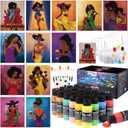 12 Set Paint and Sip Kit for Adults 8"x 10" Pre Drawn Canvas for Painting DlY Acrylic Paint Set with Brushes, 24 Colors(60ml, 2oz) for Date Night Party Supplies(Elegant Women)