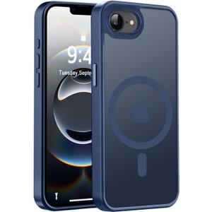 Newfuture Designed for iPhone 16e Case with Magnetic [13 FT Military Drop Protection] [Compatible with Magsafe] Slim Translucent Matte Shockproof with Anti-Fingerprint Phone Case, Navy Blue