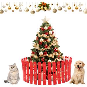 Christmas Tree Fence 28 Pcs Red Christmas Tree Gate 16.5inch Tall Outdoor Christmas Decorations Reusable Christmas Tree Fence Barrier for Dogs Cats and Kids