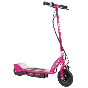 Razor E100 Electric Scooter for Kids Ages 8+ - 8" Pneumatic Front Tire, Hand-Operated Front Brake, Up to 10 Mph and 40 Min of Ride Time, for Riders Up to 120 Lbs (Pink)