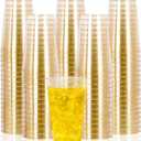 I00000 100 Pack 14 oz Gold Plastic Cups, Disposable Tumblers Gold Glitter Plastic Cups, Disposable Wine Glasses Cocktail Glasses Perfect for Wedding, Mother's Day & Party